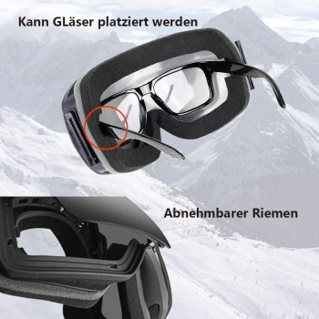 Gogle narciarskie, snowboardowe, OTG UV400 wymienne soczewk sztywny futerał [13180000407]